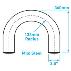 Exhaust Elbow 180º U Bend, Mild Steel - 3.5"